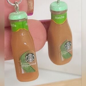STARBUCKS MOCHA MATCHA FRAPPE EARRINGS HANDMADE.  coffee espresso fans ice…